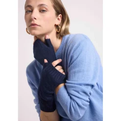 Mitaines unisexe LILI en cachemire bleu marine