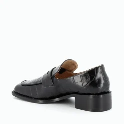 Mocassins à applique Femme - Effet Croco noir