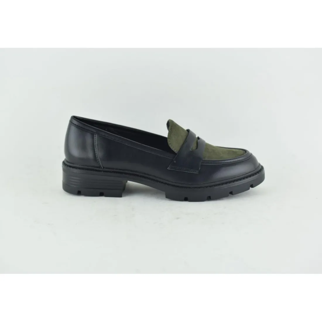 Mocassins femme Noir Kaki
