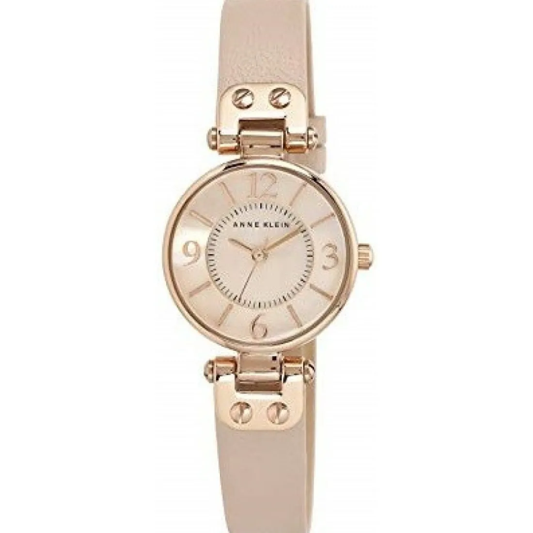Montre Anne Klein AK-9442RGLP - Bracelet Cuir Rose Boîtier Aluminium Doré rose Femme