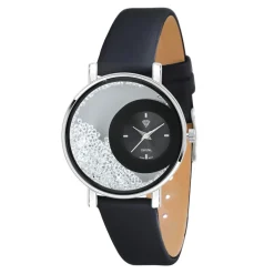 Montre Aude élégante noire ornée de Cristaux scintillants