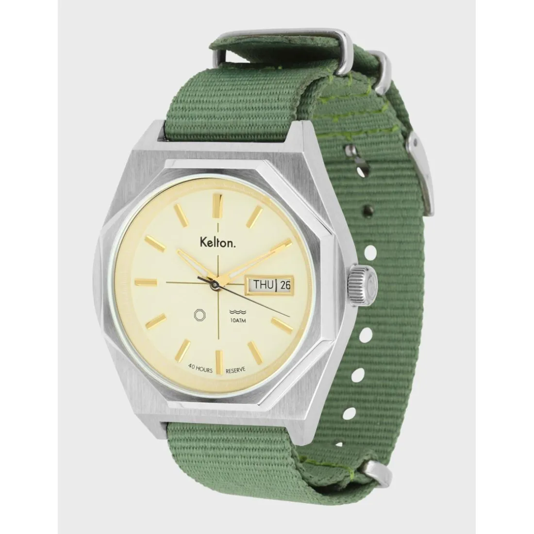 Montre automatique Octogone champagne nato kaki