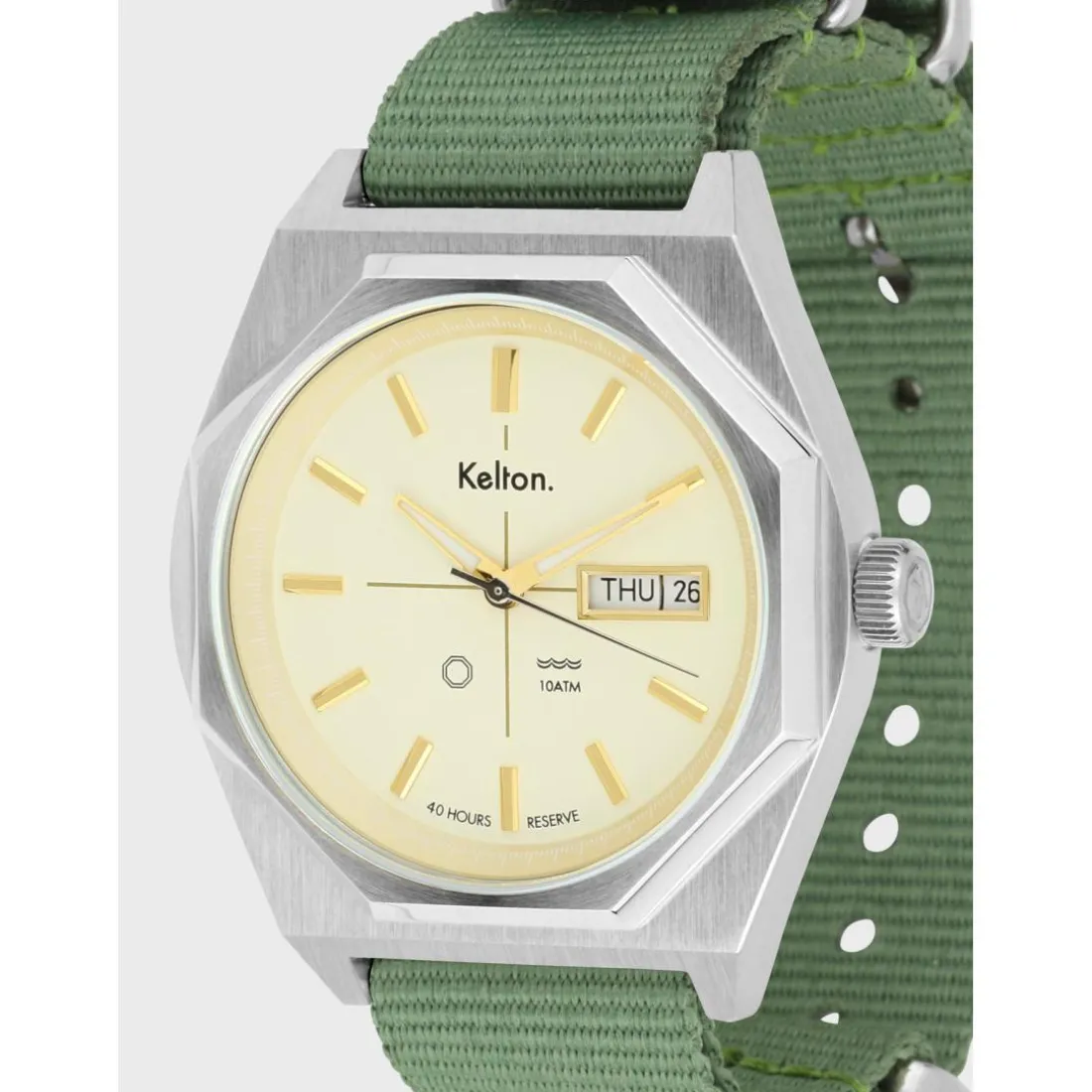 Montre automatique Octogone champagne nato kaki