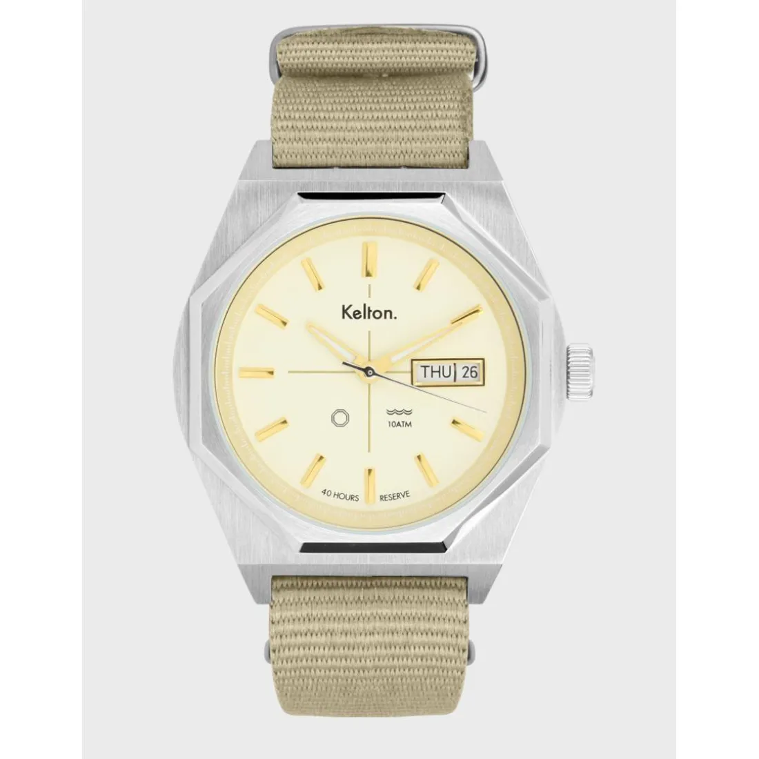 Montre automatique Octogone champagne nato sable