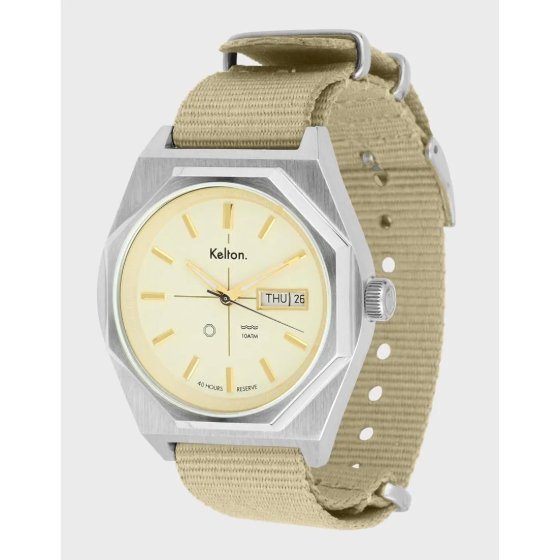 Montre automatique Octogone champagne nato sable