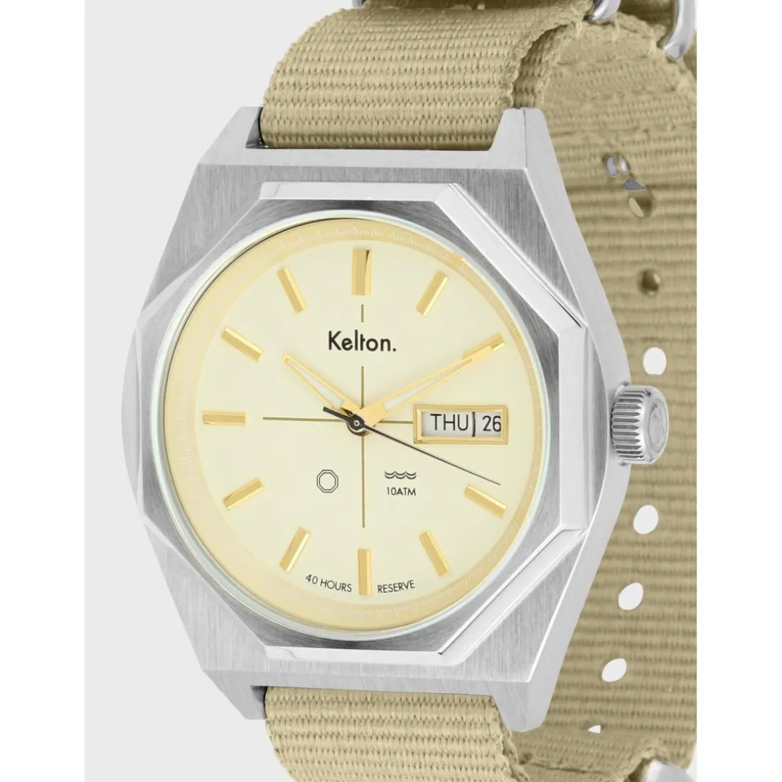 Montre automatique Octogone champagne nato sable