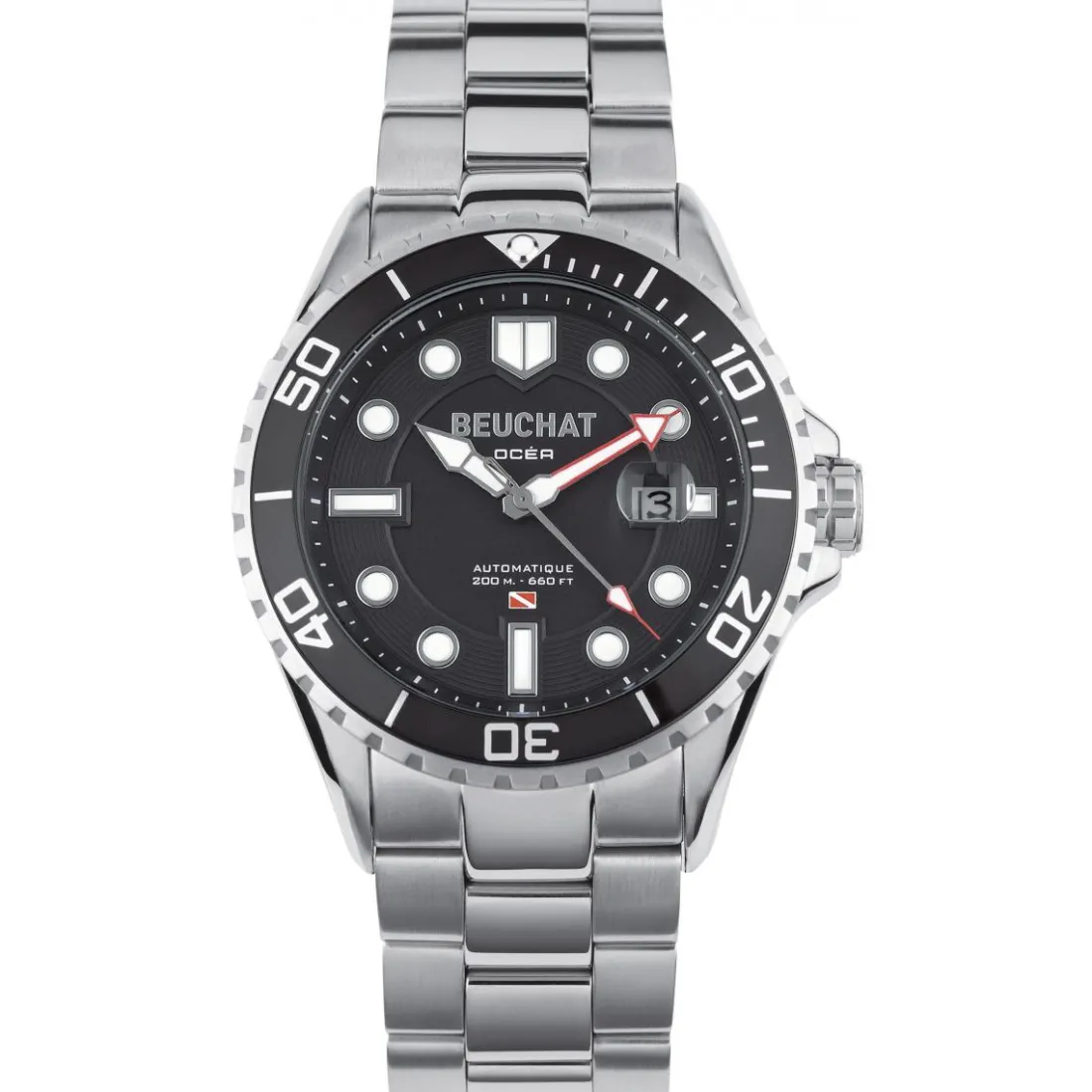 Montre Beuchat BEU0095-1 - Montre Acier Noire Homme