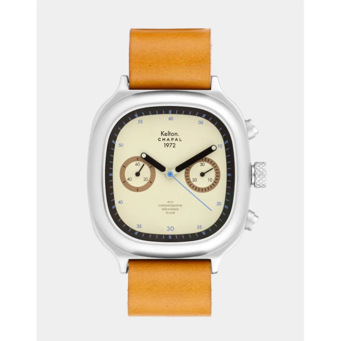 Montre Chronographe 1972 Skysand Kelton x Chapal 9124512 Cuir de box à tannage végétal, marqué à chaud : Chapal Paris