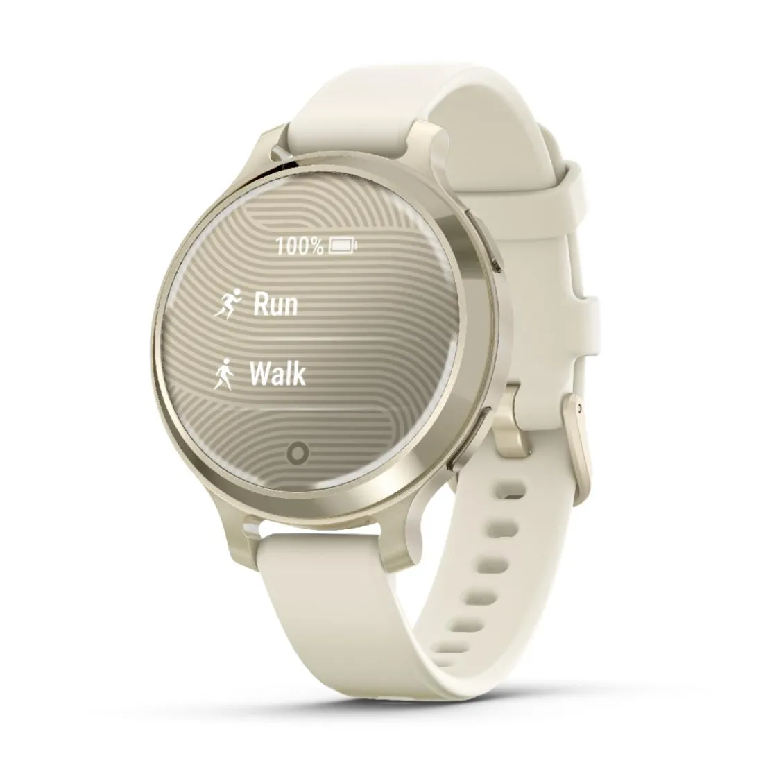 Montre connecté Femme Garmin Lily 2 Active, Lunar Gold, Silicone blanc