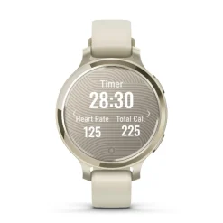 Montre connecté Femme Garmin Lily 2 Active, Lunar Gold, Silicone blanc
