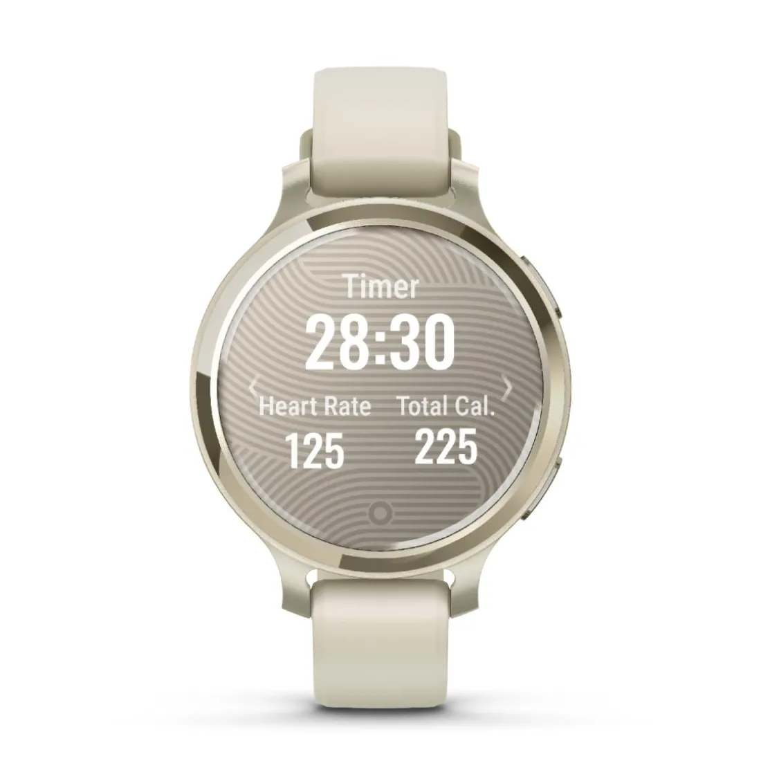 Montre connecté Femme Garmin Lily 2 Active, Lunar Gold, Silicone blanc