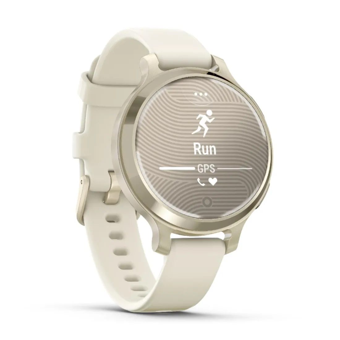 Montre connecté Femme Garmin Lily 2 Active, Lunar Gold, Silicone blanc