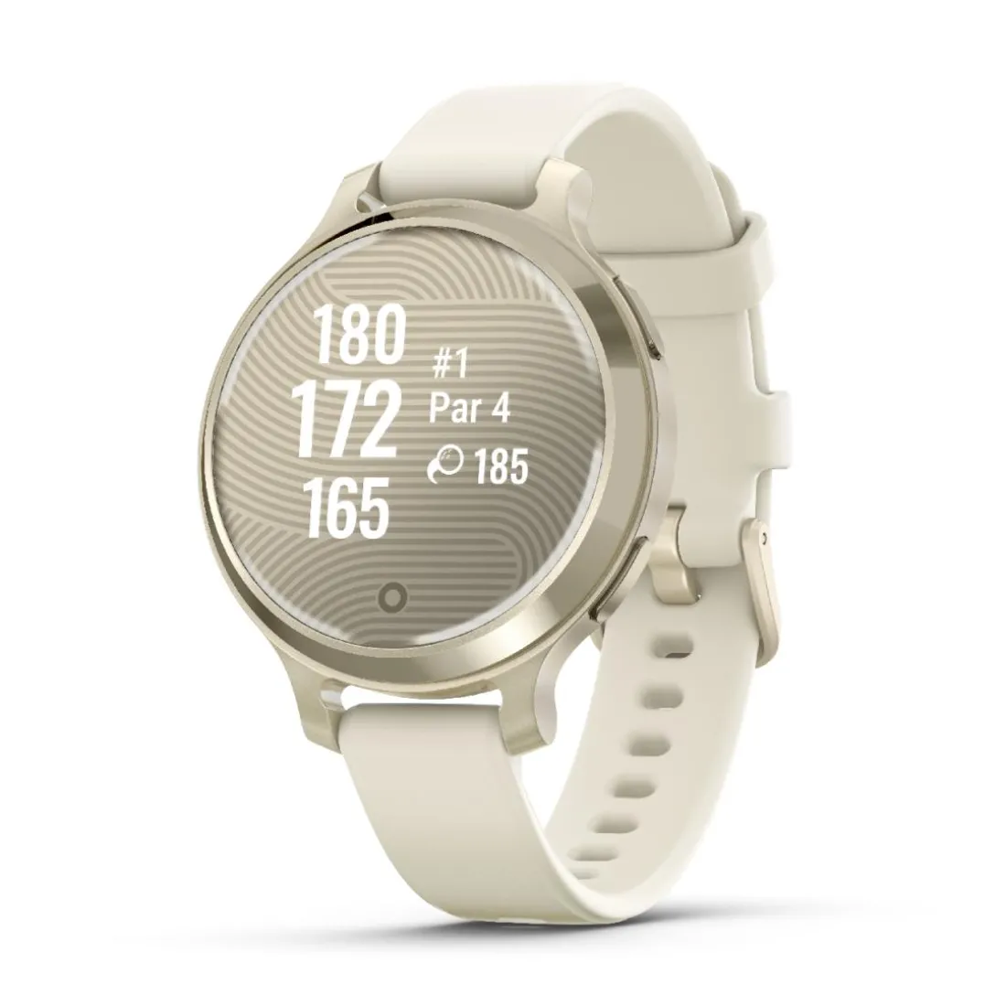 Montre connecté Femme Garmin Lily 2 Active, Lunar Gold, Silicone blanc