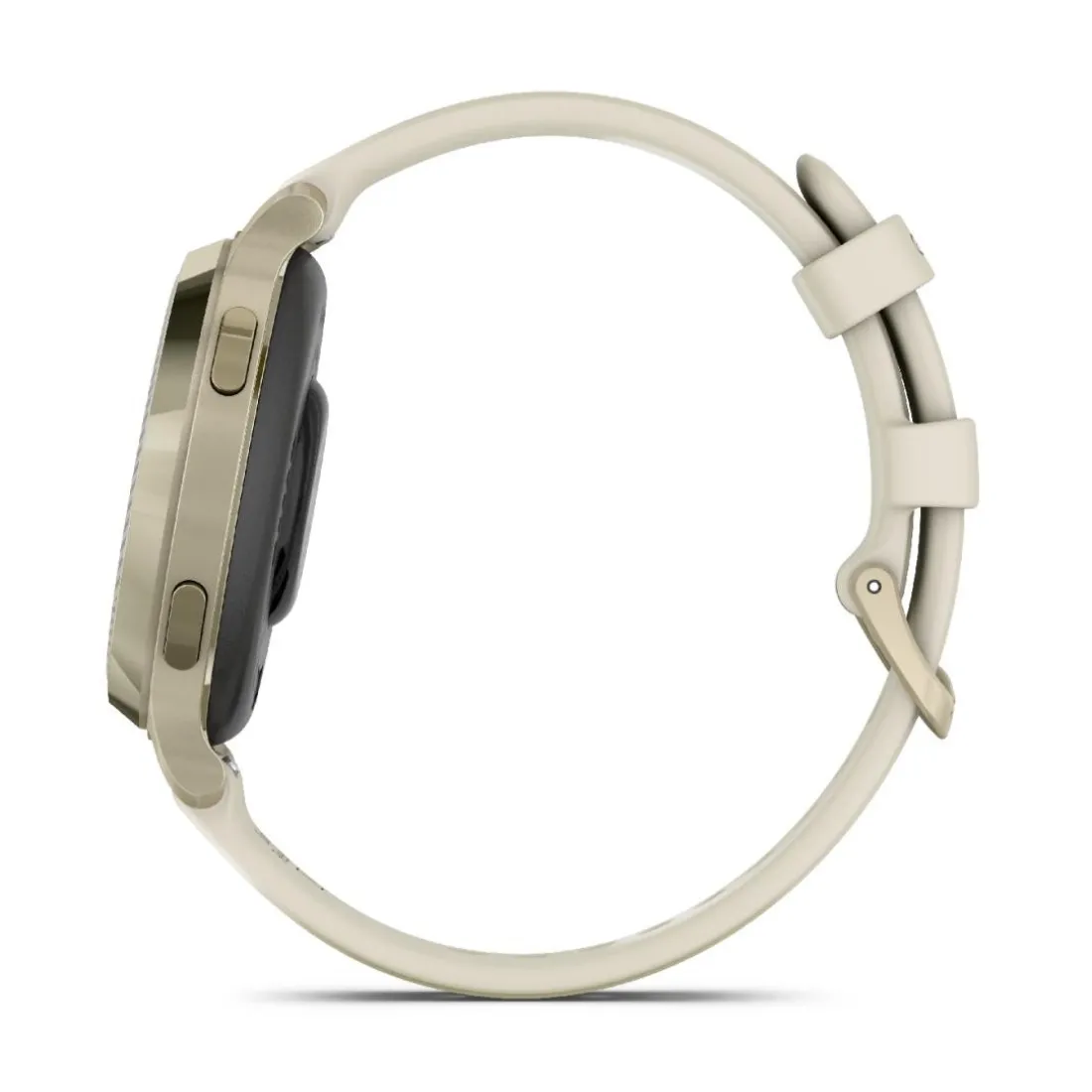 Montre connecté Femme Garmin Lily 2 Active, Lunar Gold, Silicone blanc