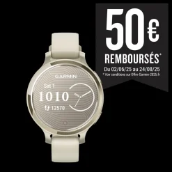 Montre connecté Femme Garmin Lily 2 Active, Lunar Gold, Silicone blanc
