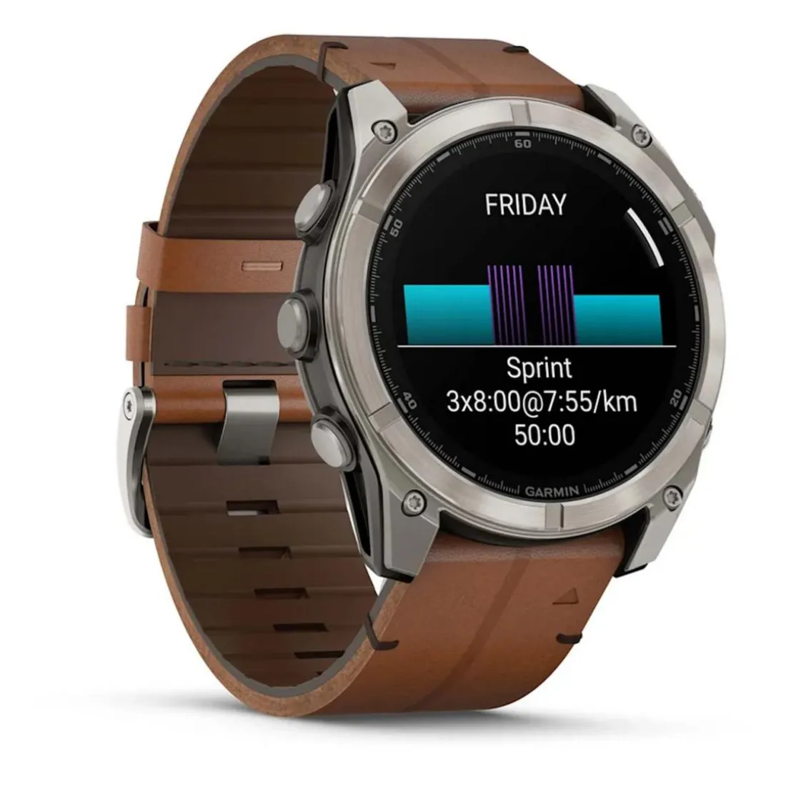 Montre Connectée Garmin - 010-02905-40 Fēnix 8 Amoled - 51Mm - Sapphire, Titane, Carbon Gray Dlc Avec Bracelet Cuir Marron + Bracelet Silicone Noir