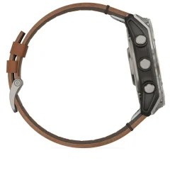 Montre Connectée Garmin - 010-02905-40 Fēnix 8 Amoled - 51Mm - Sapphire, Titane, Carbon Gray Dlc Avec Bracelet Cuir Marron + Bracelet Silicone Noir