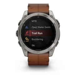 Montre Connectée Garmin - 010-02905-40 Fēnix 8 Amoled - 51Mm - Sapphire, Titane, Carbon Gray Dlc Avec Bracelet Cuir Marron + Bracelet Silicone Noir