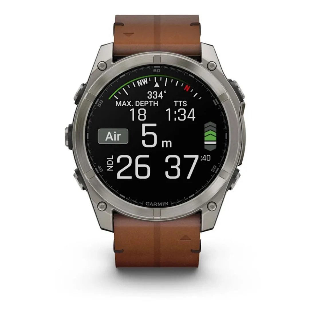 Montre Connectée Garmin - 010-02905-40 Fēnix 8 Amoled - 51Mm - Sapphire, Titane, Carbon Gray Dlc Avec Bracelet Cuir Marron + Bracelet Silicone Noir