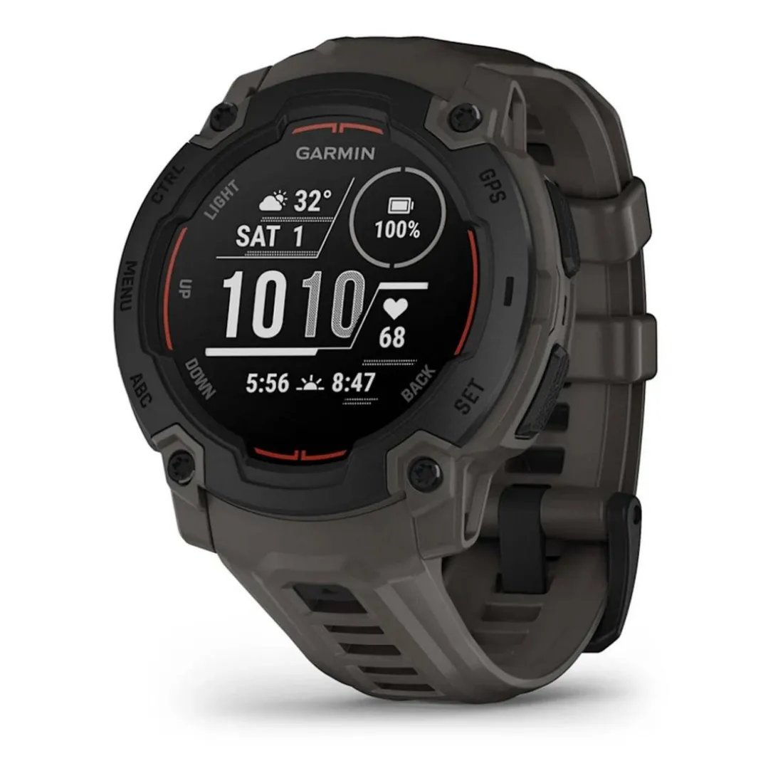 Montre Connectée Garmin - 010-02933-00 Instinct E – 45 mm, Noire avec bracelet gris charbon