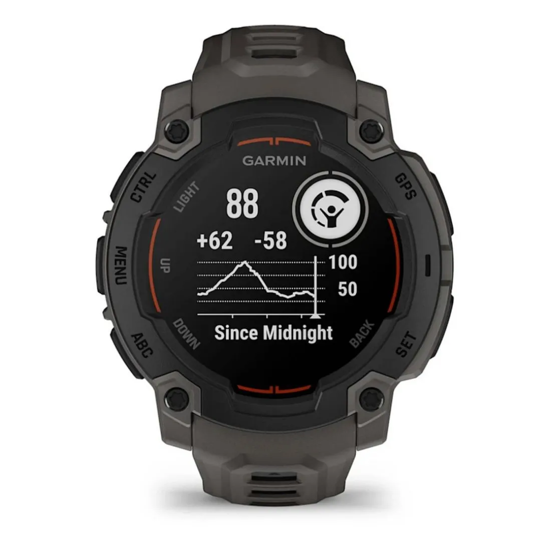 Montre Connectée Garmin - 010-02933-00 Instinct E – 45 mm, Noire avec bracelet gris charbon