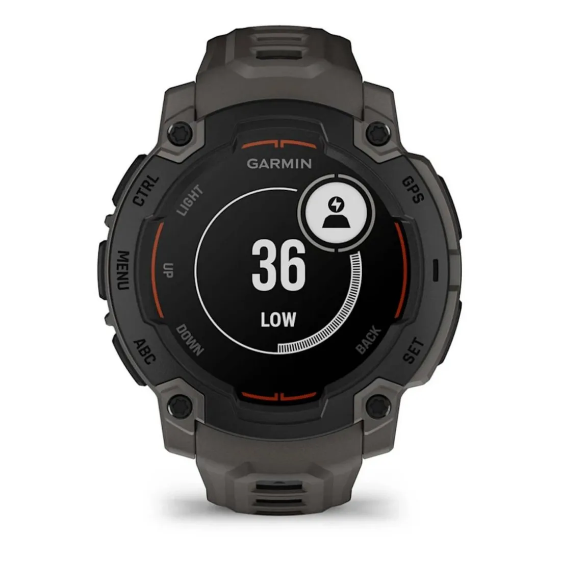 Montre Connectée Garmin - 010-02933-00 Instinct E – 45 mm, Noire avec bracelet gris charbon