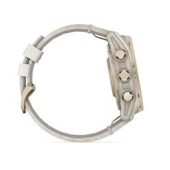 Montre Connectée Garmin - 010-02903-40 Fēnix 8 Amoled - 43Mm - Sapphire, Soft Gold Avec Bracelet Cuir Beige Crème + Bracelet Silicone Gris Cendré