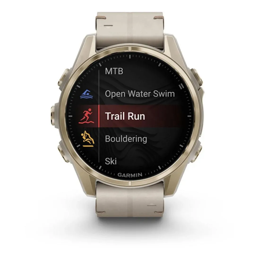 Montre Connectée Garmin - 010-02903-40 Fēnix 8 Amoled - 43Mm - Sapphire, Soft Gold Avec Bracelet Cuir Beige Crème + Bracelet Silicone Gris Cendré