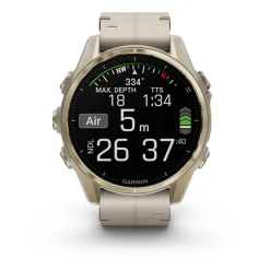 Montre Connectée Garmin - 010-02903-40 Fēnix 8 Amoled - 43Mm - Sapphire, Soft Gold Avec Bracelet Cuir Beige Crème + Bracelet Silicone Gris Cendré