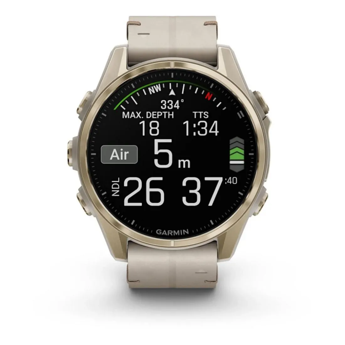 Montre Connectée Garmin - 010-02903-40 Fēnix 8 Amoled - 43Mm - Sapphire, Soft Gold Avec Bracelet Cuir Beige Crème + Bracelet Silicone Gris Cendré