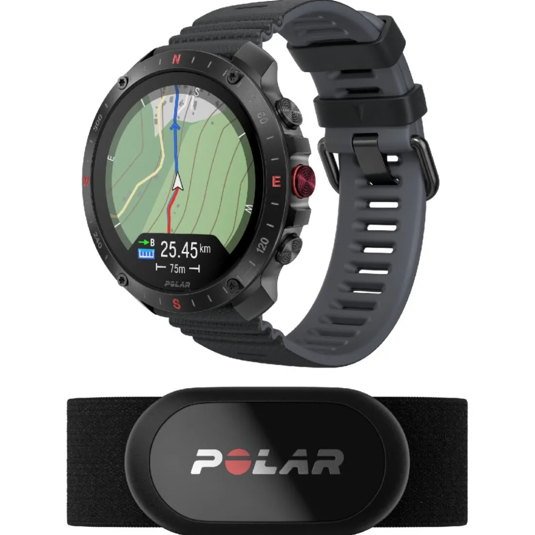 Montre Connectée Mixte 900110286 - POLAR Grit X2 Pro Black S-L + H10