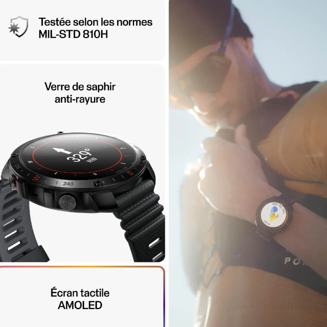Montre Connectée Mixte 900110286 - POLAR Grit X2 Pro Black S-L + H10