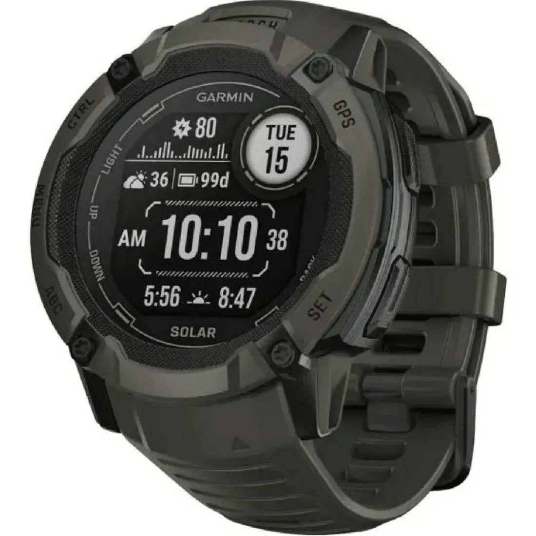Montre connectée Mixte 010-02805-00 vert Garmin - Instinct 2X Solar