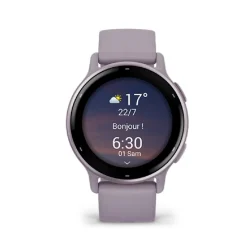 Montre connectée Mixte Garmin VÍVOACTIVE® 5 Lunette aluminium Metallic Orchid, boitier violet et bracelet silicone violet