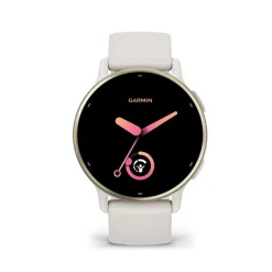 Montre connectée Mixte Garmin VÍVOACTIVE® 5 Lunette aluminium Soft Gold, boitier ivoire et bracelet silicone ivoire