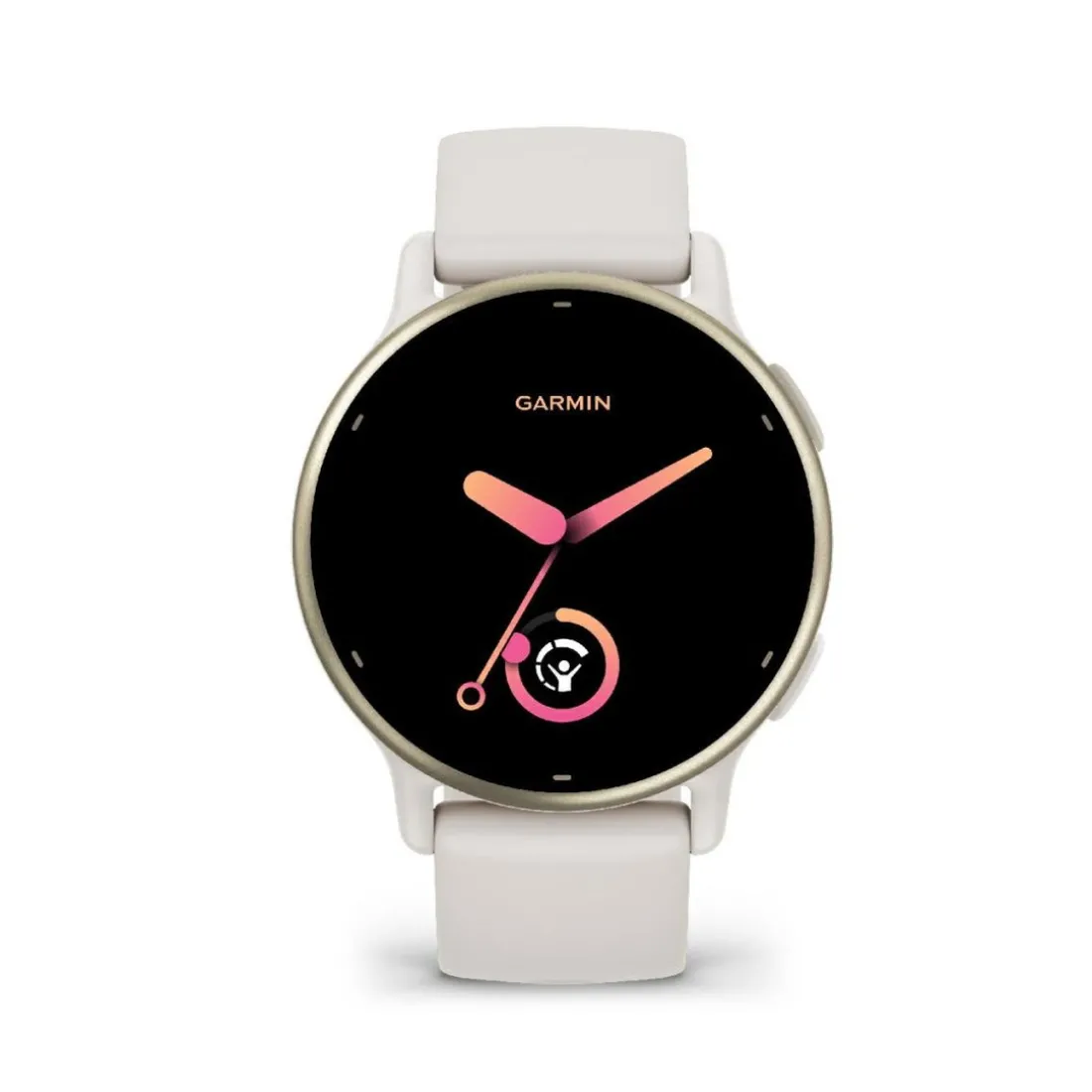 Montre connectée Mixte Garmin VÍVOACTIVE® 5 Lunette aluminium Soft Gold, boitier ivoire et bracelet silicone ivoire