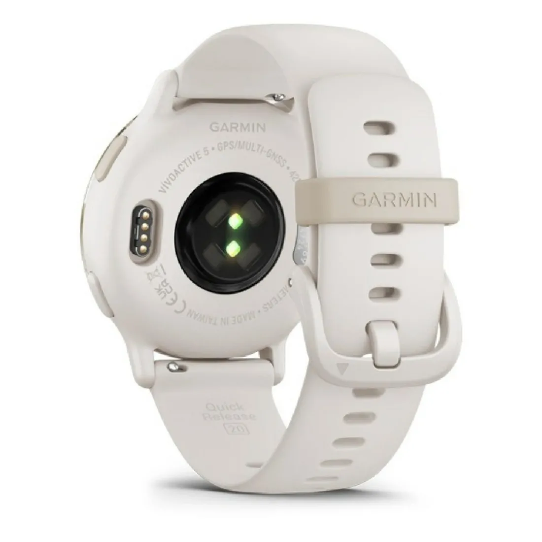 Montre connectée Mixte Garmin VÍVOACTIVE® 5 Lunette aluminium Soft Gold, boitier ivoire et bracelet silicone ivoire
