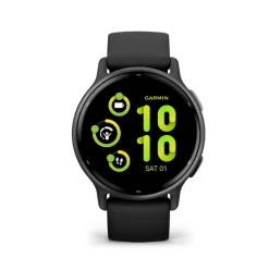 Montre connectée Mixte Garmin VÍVOACTIVE® 5 Lunette aluminium Gray, boitier noir et bracelet silicone noir