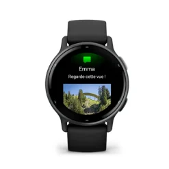 Montre connectée Mixte Garmin VÍVOACTIVE® 5 Lunette aluminium Gray, boitier noir et bracelet silicone noir