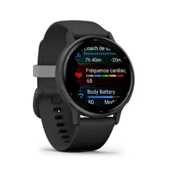 Montre connectée Mixte Garmin VÍVOACTIVE® 5 Lunette aluminium Gray, boitier noir et bracelet silicone noir