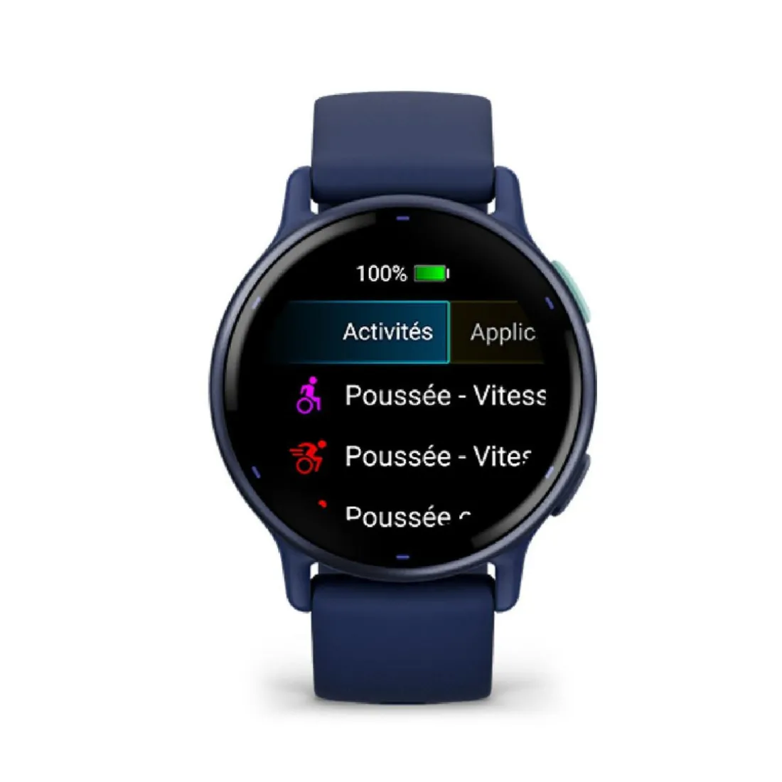 Montre connectée Mixte Garmin VÍVOACTIVE® 5 Lunette aluminium Metallic Blue, boitier bleu et bracelet silicone bleu