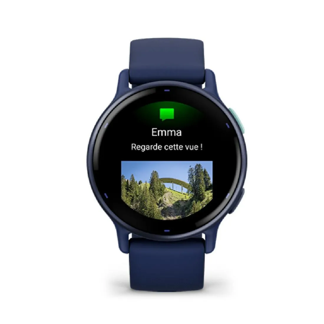 Montre connectée Mixte Garmin VÍVOACTIVE® 5 Lunette aluminium Metallic Blue, boitier bleu et bracelet silicone bleu