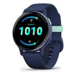 Montre connectée Mixte Garmin VÍVOACTIVE® 5 Lunette aluminium Metallic Blue, boitier bleu et bracelet silicone bleu