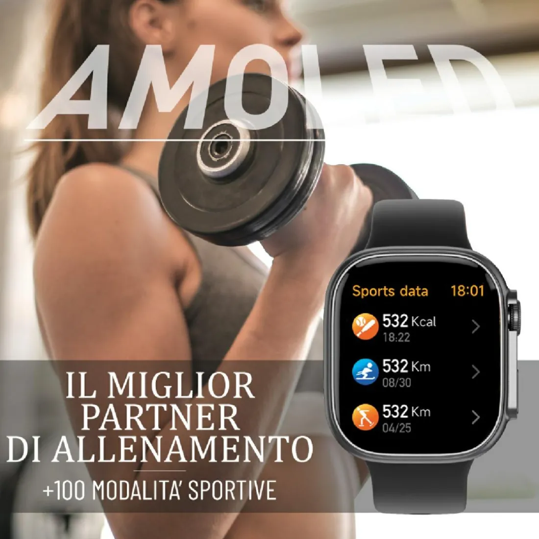 Montre connectée Mixte Smarty Powerful Amoled - SW071E Bracelet Silicone Noir