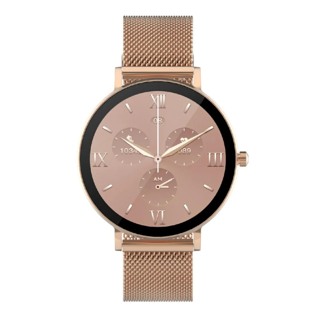 Montre connectée Mixte Smarty Super Slim Amoled - SW079A Bracelet Acier Doré rose