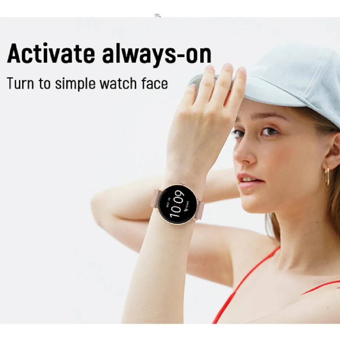 Montre connectée Mixte Smarty Super Slim Amoled - SW079A Bracelet Acier Doré rose