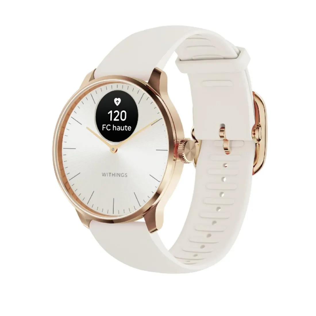Montre de Santé Connecté Femme Withings Scanwatch Light - Wsw L Rowhi Bracelet Caoutchouc Blanc