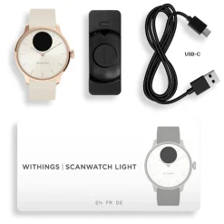 Montre de Santé Connecté Femme Withings Scanwatch Light - Wsw L Rowhi Bracelet Caoutchouc Blanc