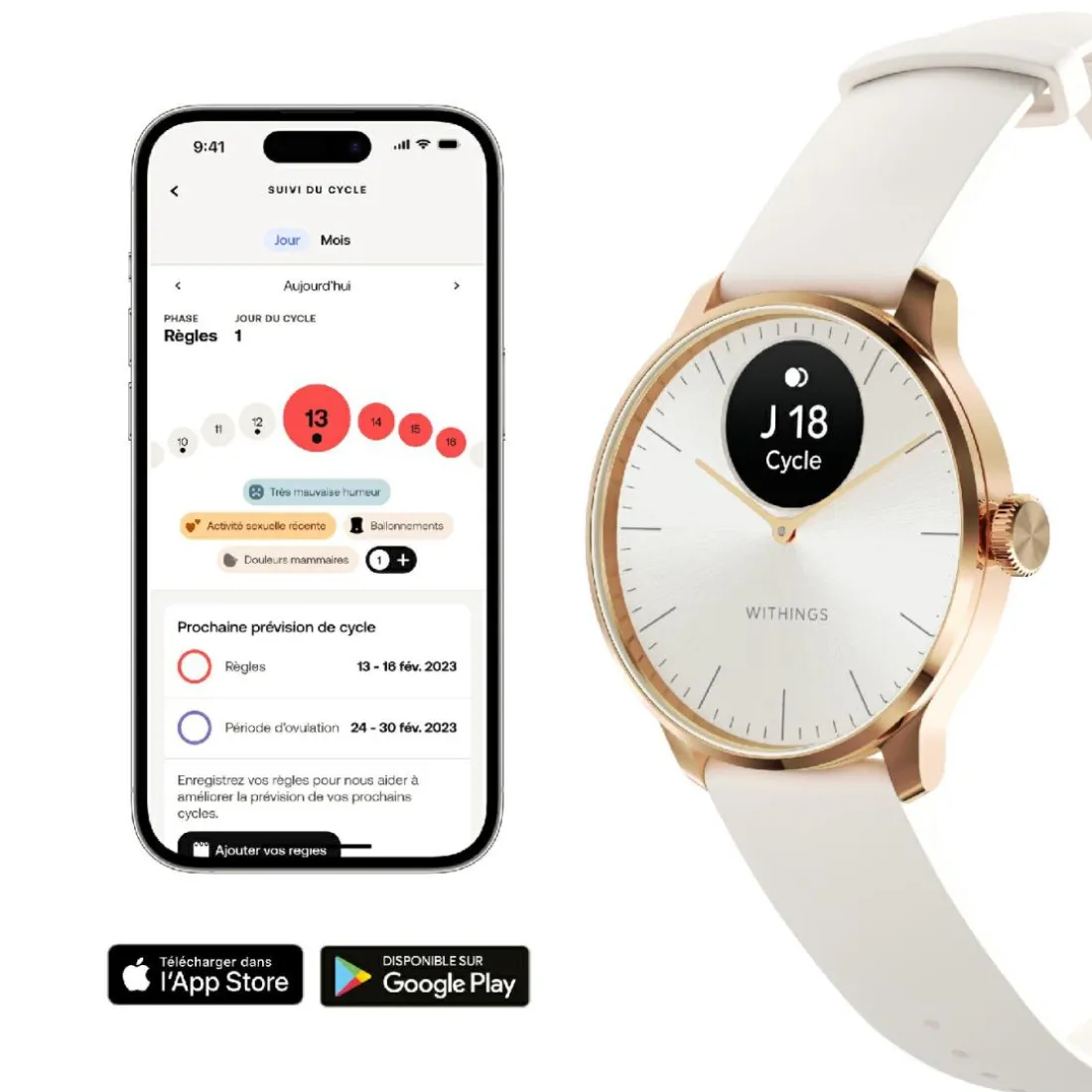 Montre de Santé Connecté Femme Withings Scanwatch Light - Wsw L Rowhi Bracelet Caoutchouc Blanc