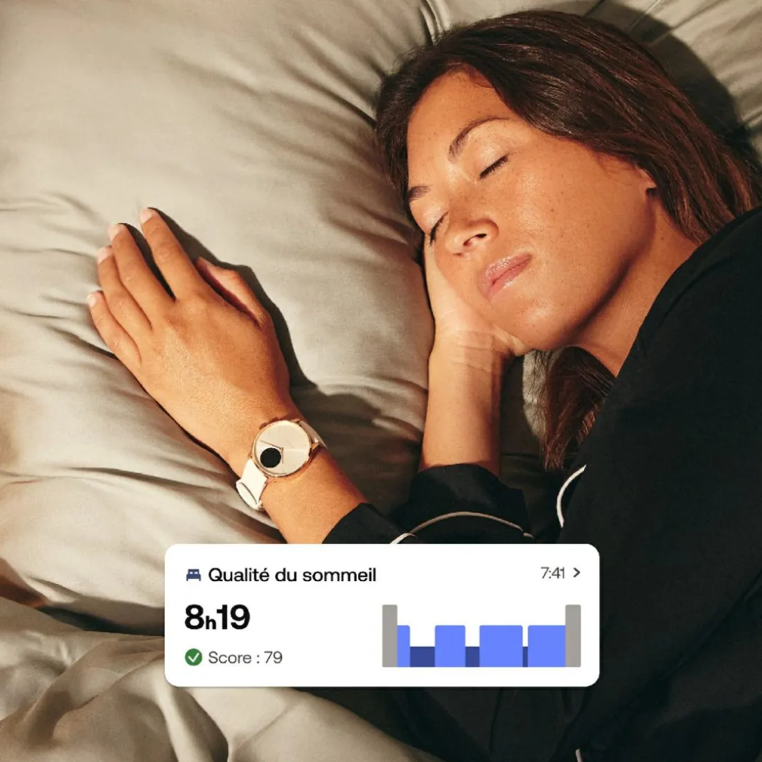 Montre de Santé Connecté Femme Withings Scanwatch Light - Wsw L Rowhi Bracelet Caoutchouc Blanc